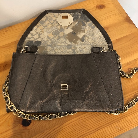 Elliott Lucca Bronze Metallic Envelope Bag, detachable chain handle - Picture 3 of 16